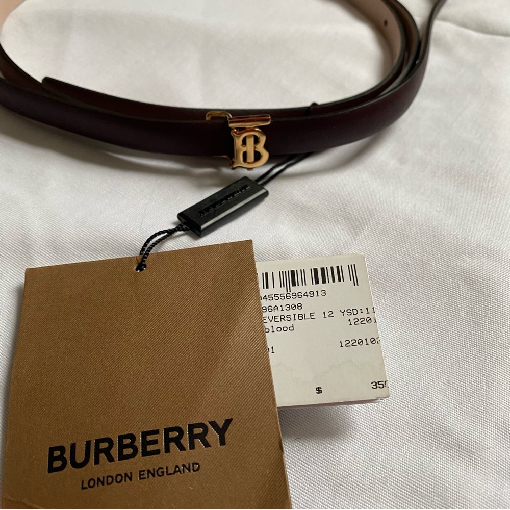 Burberry Dark Brown and Tan Leather Belt - Picture 2 of 3